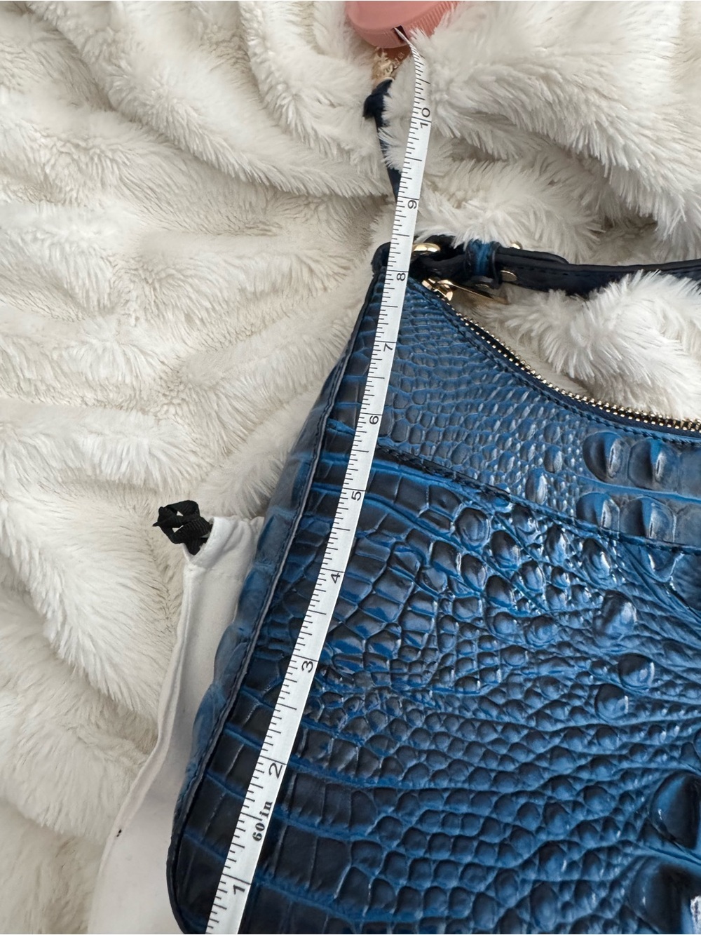 Brahmin Shiny bright blue Croc shoulder bag (Esme style I think) - Picture 7 of 8